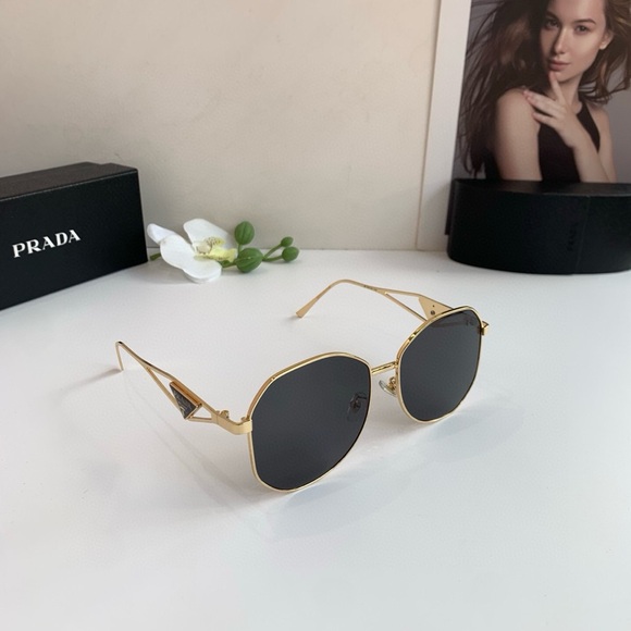 Prada Gold and Black Women's Sunglasses - Picture 1 of 8